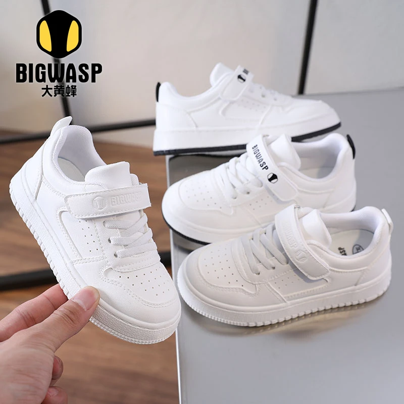 大黄蜂儿童小白鞋2025秋季新款百搭运动休闲鞋男童女童校园童鞋潮