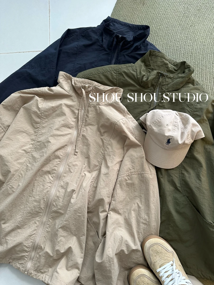 【瘦瘦】追风者-大码秋季梭织拉链立领百搭开衫户外长袖外套S01833