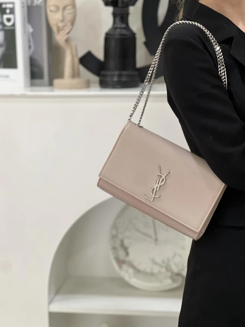 99新 YSL/圣罗兰 ysl kate中号粉银荔枝纹/无公价/优选
