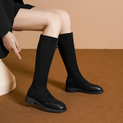 华耐正品长靴女不过膝秋冬新款骑士靴百搭时尚加绒保暖瘦瘦靴长筒