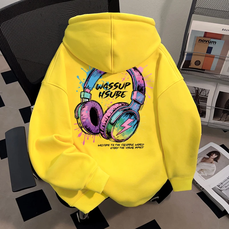 WASSUP HSUBE设计感美式潮流连帽卫衣无口袋慵懒宽松男士上衣秋季