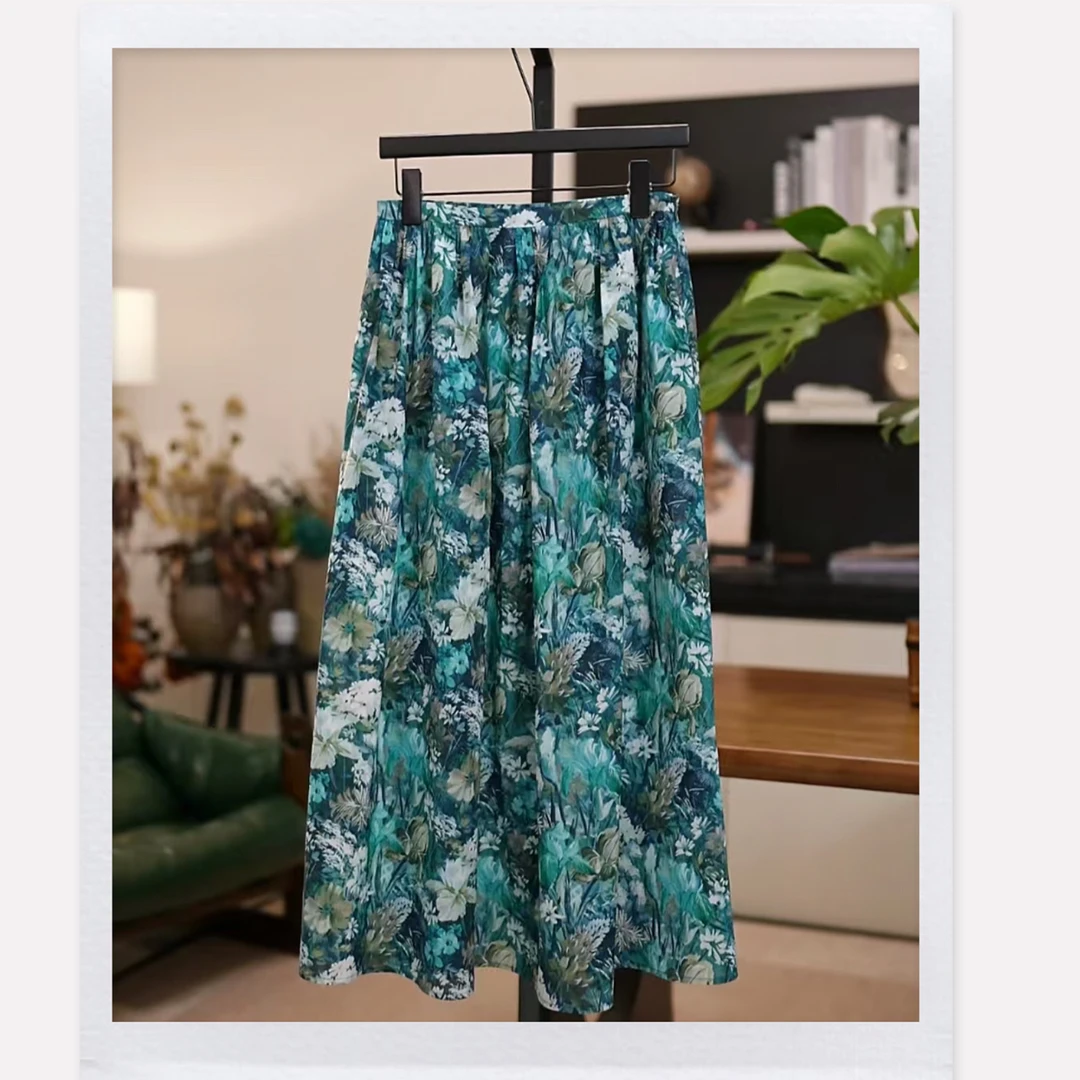 【熏香玫瑰】100支匹马棉玫瑰花型感灵韵半身裙