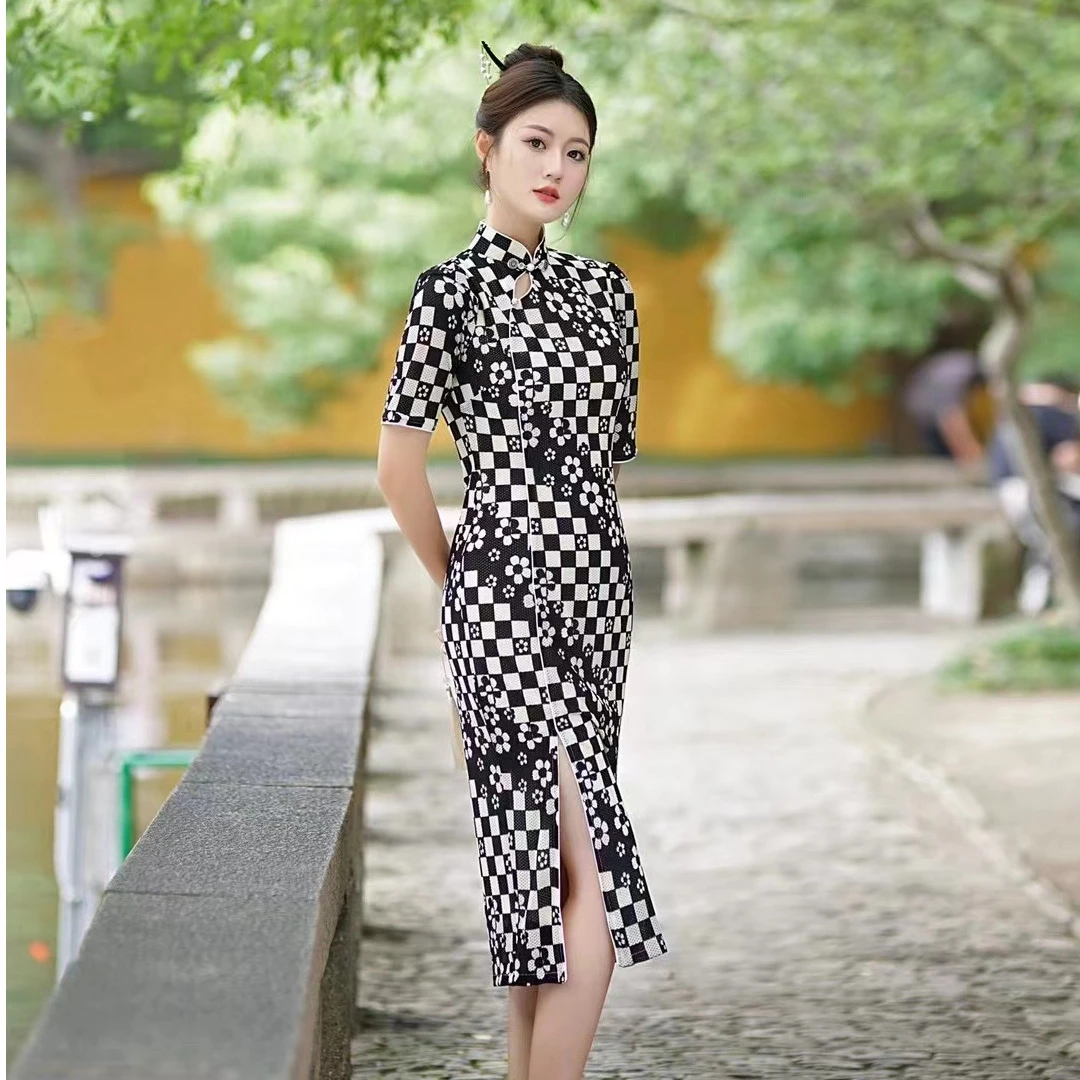 （244）XXL码 115斤-130斤 中国风旗袍 长度约105cm百搭旗袍