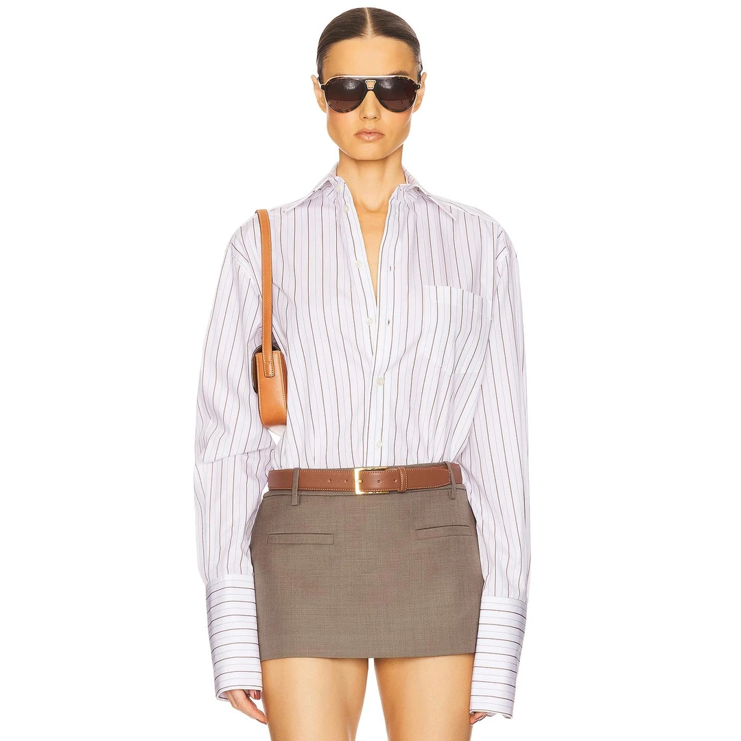 HELSA CLASSIC FIT STRIPE POPLIN 衬衫 中性色调 revolve专属