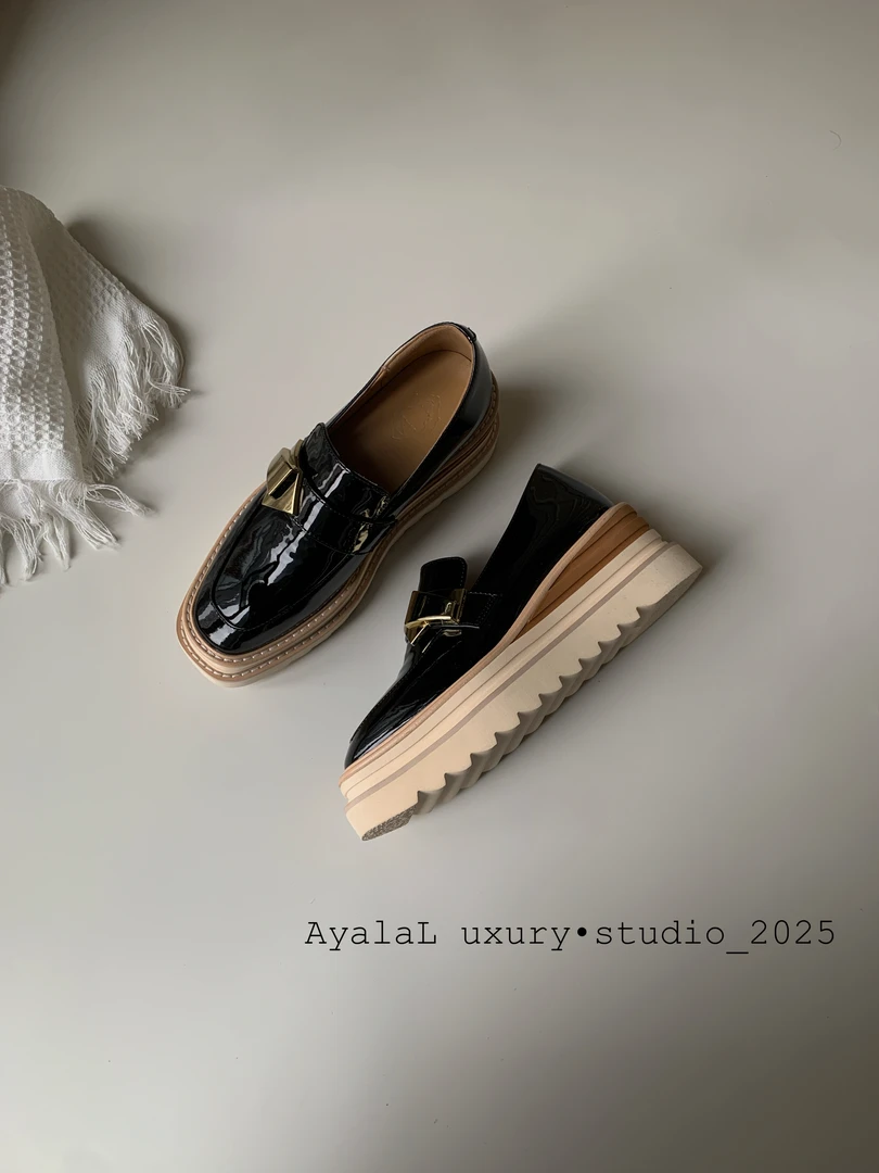 轻便舒适乐福鞋女款爆款2025新款松糕鞋小个子增高鞋一脚蹬厚底鞋