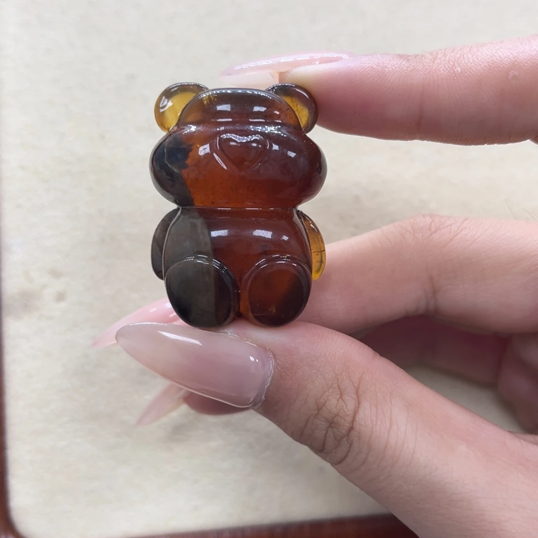 琥珀未镶嵌裸石天然琥珀半根半珀熊可手串吊坠