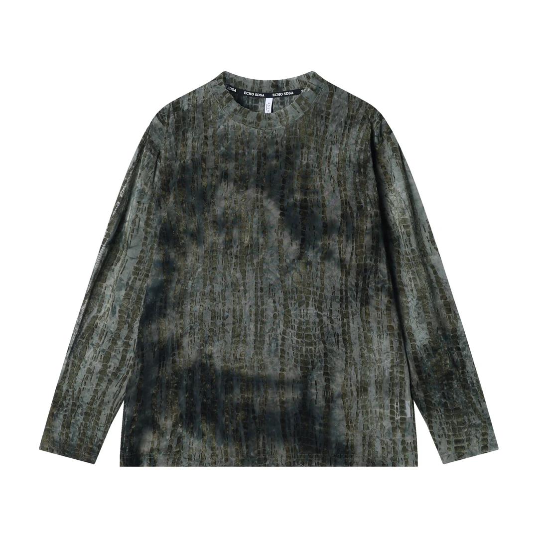 T2207早春新款时尚个性撞色立体圆领长袖T恤男女同款百搭简约上衣