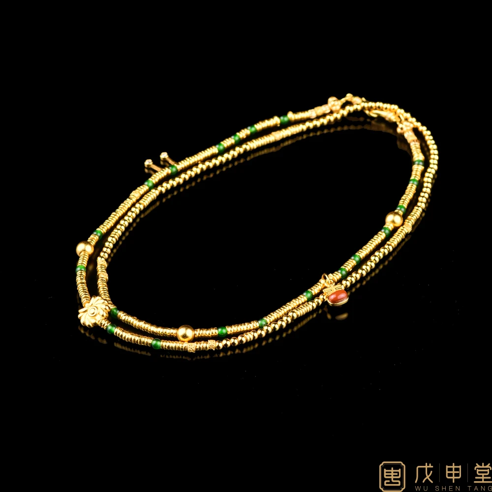 戊申堂【盘缠】翡翠银鎏金百搭链银链气质时尚送礼 国风珠宝