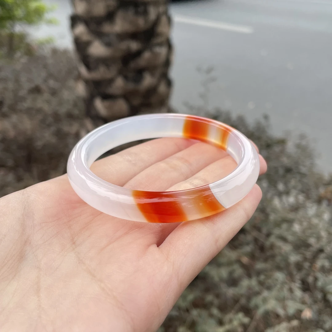 圈口58+正圈白月光飘两口糖飘纹天然晶体-玛瑙
