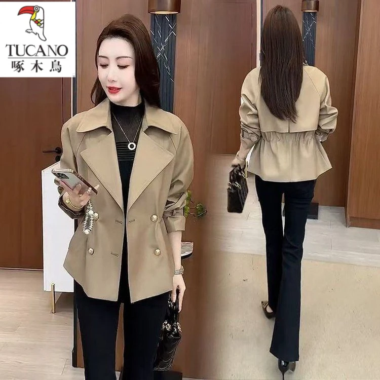 啄木鸟时尚外套女2025新款洋气显瘦休闲风衣春秋上衣