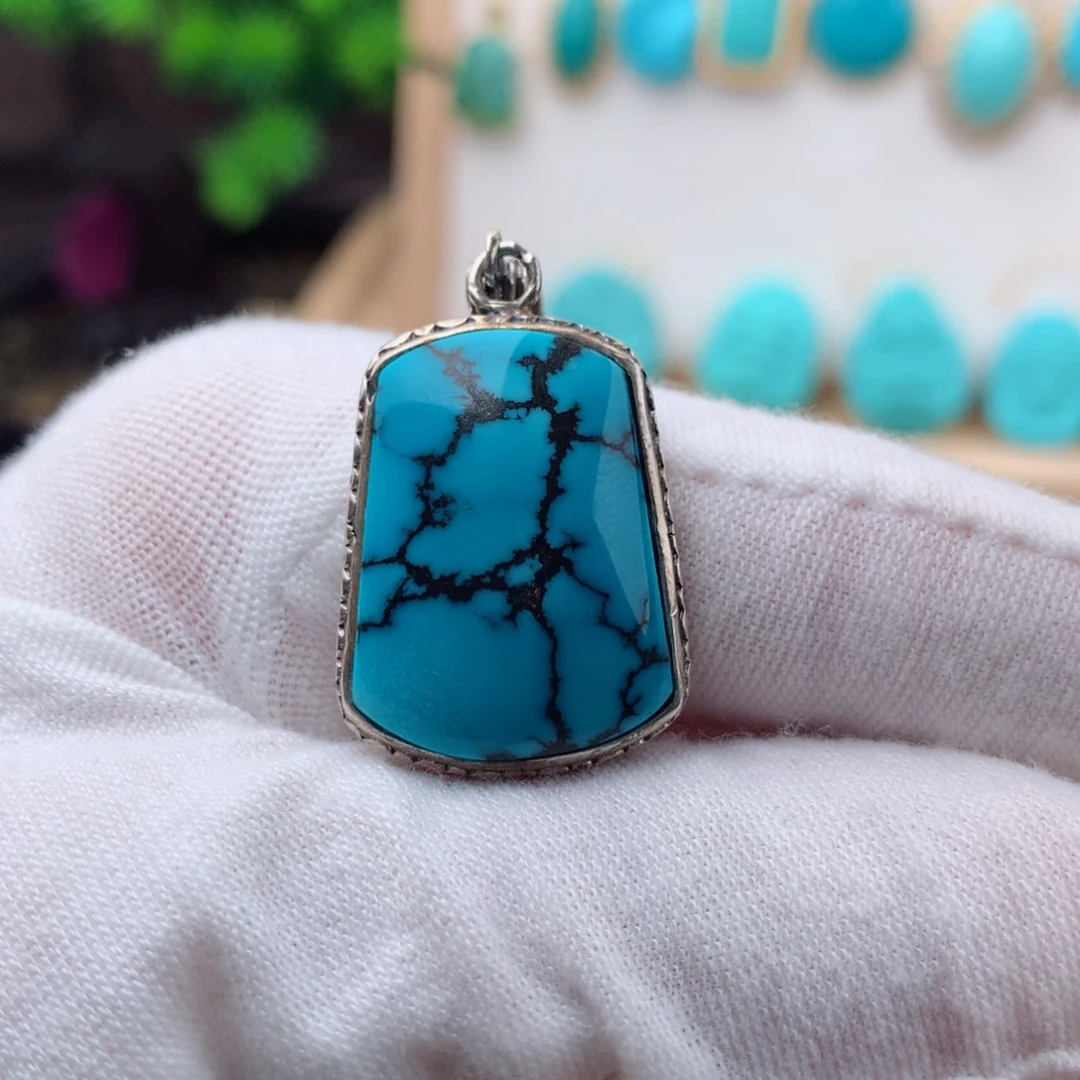 绿松石珠宝奇石银S925镶嵌