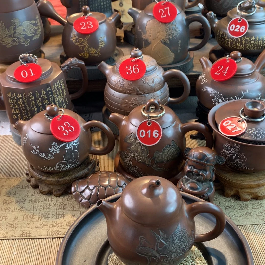 翔***）坭兴陶手工刻绘壶不要杯子赠品