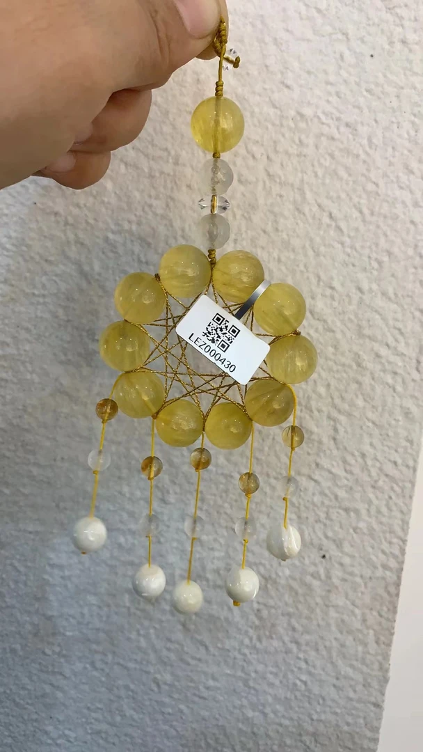 天然黄萤石捕梦挂件LEZ000430