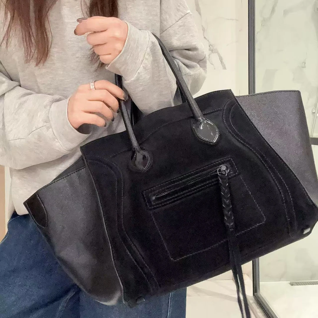 95新 Celine/思琳 【蕾】 09 0127 黑色拼皮幻影手拎包