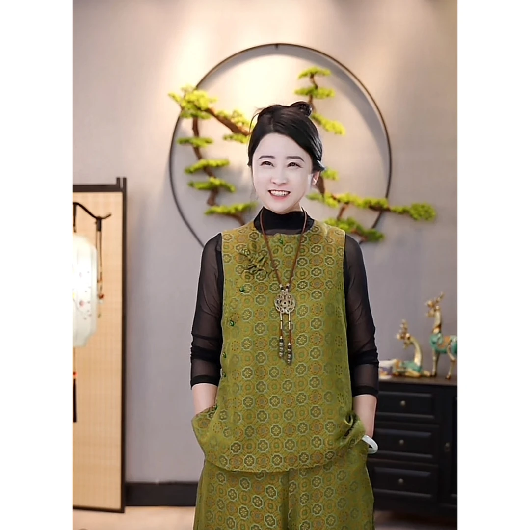 【千奈莉 宝相花】香云纱宋锦四季可搭中式马甲YJ193