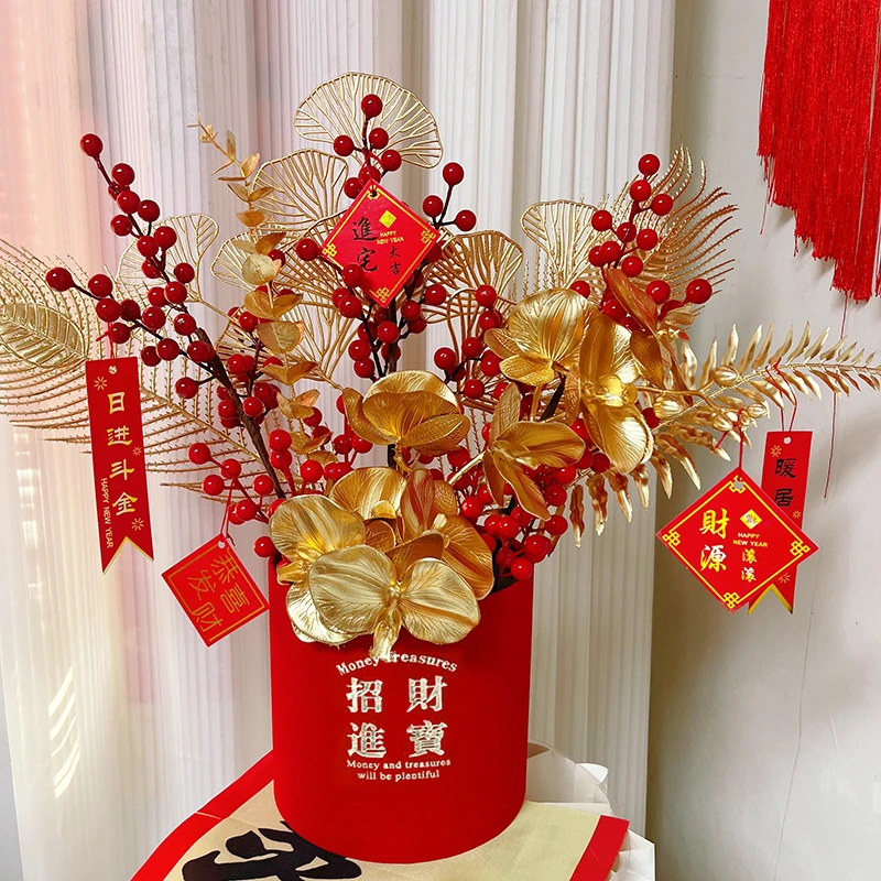 【厂家活动贺新年】年宵花新款礼品新房暖居客厅新年乔迁福桶摆件