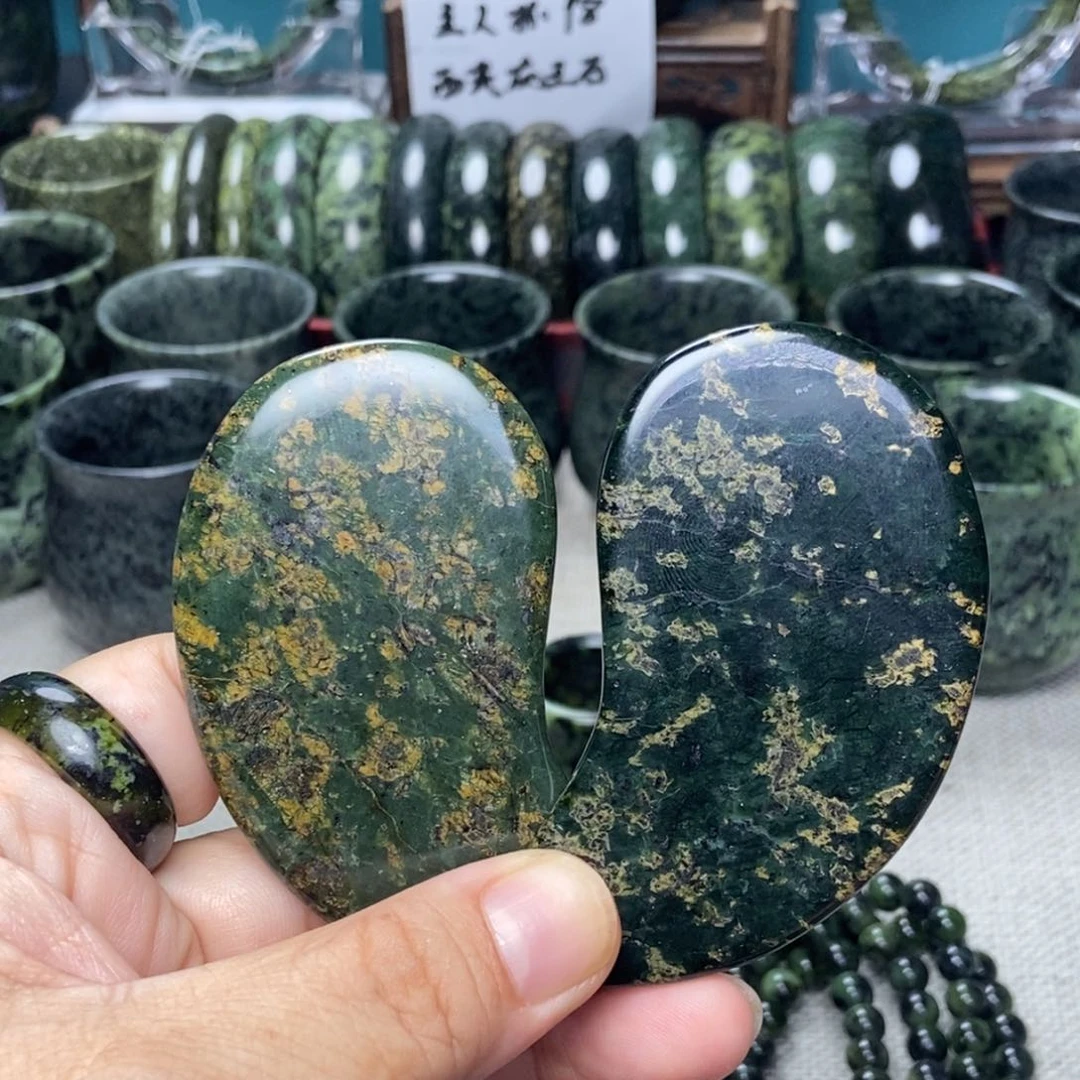 蛇纹石玉未镶嵌刮痧板药王石