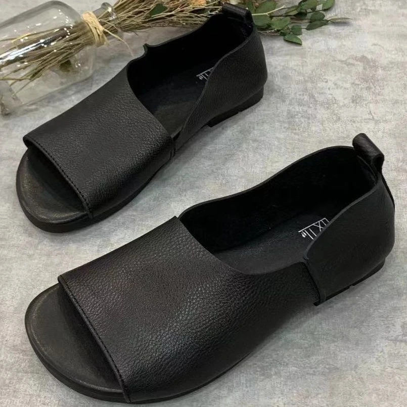 夏季2025新款时尚百搭废土风新中式超软凉鞋小码薄款平底舒适