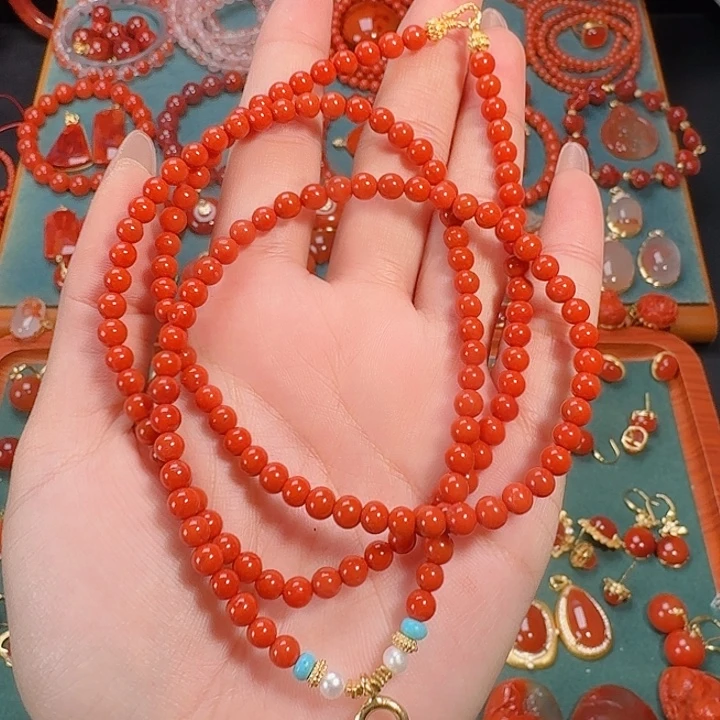 南红玛瑙未镶嵌70毛衣链