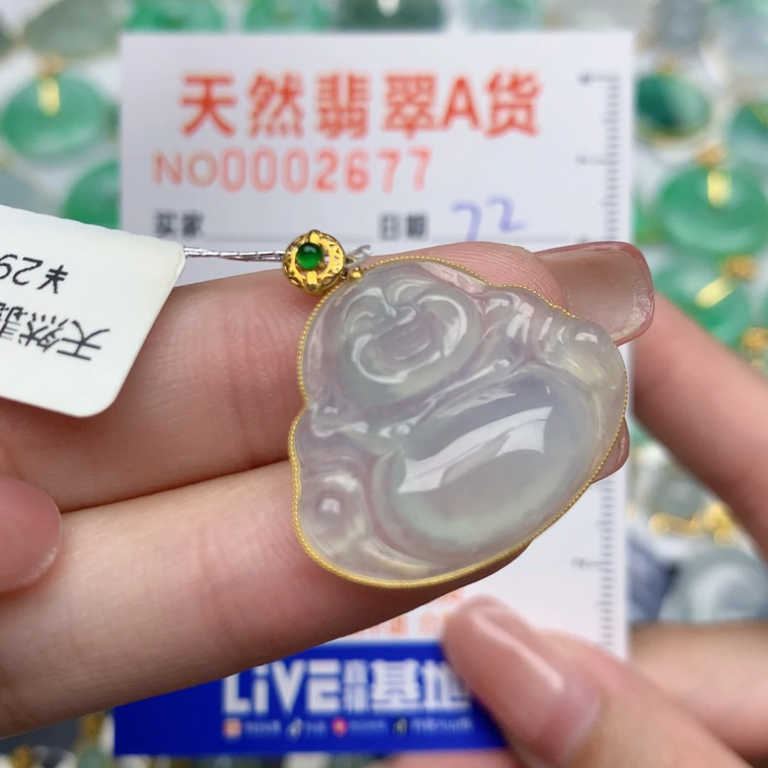 翡翠18K金镶嵌颈饰佛公