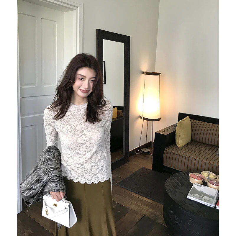 【ALONE SAVOR】龍喜儿夜未央 秋季高冷质感蕾丝钩花T恤Z047