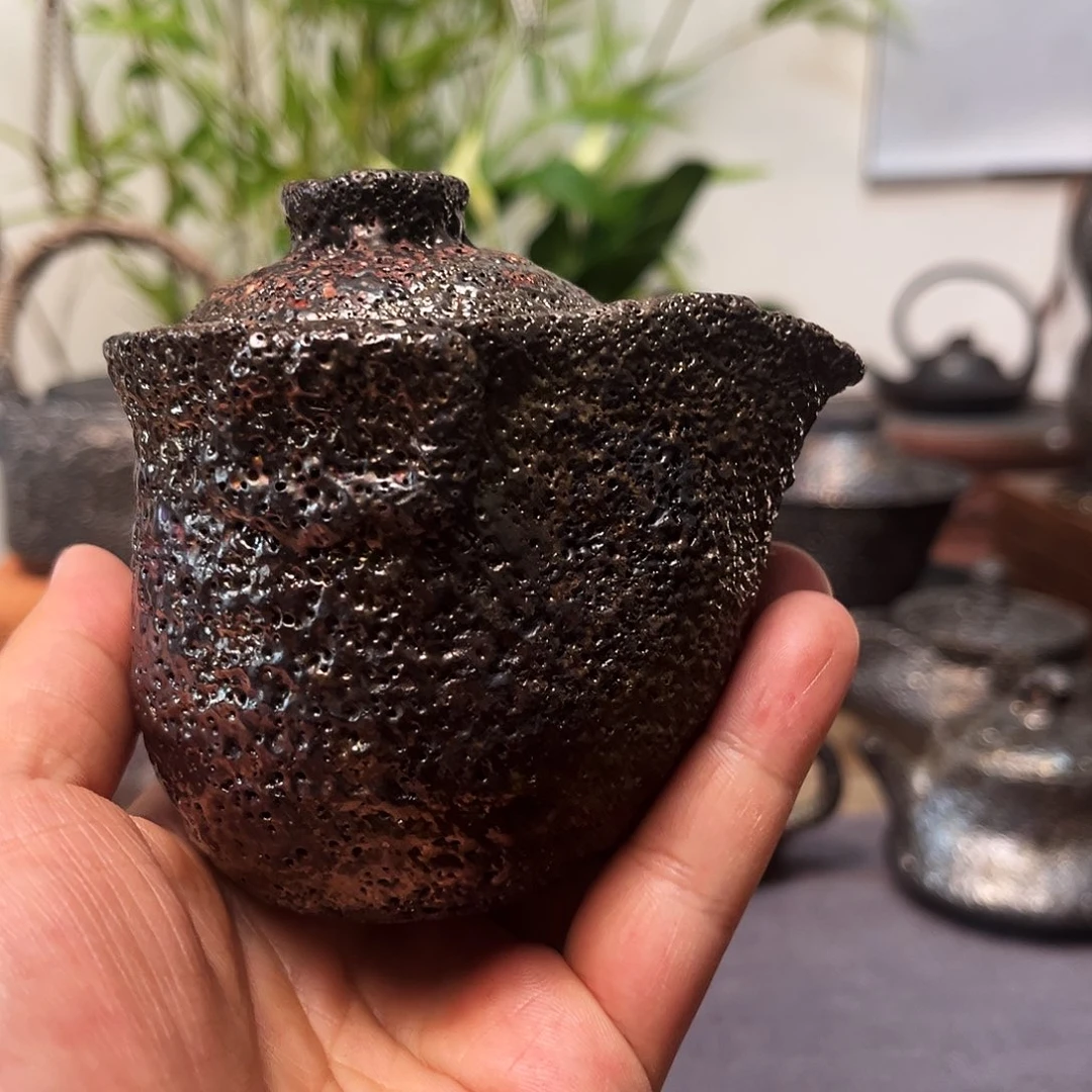 杯茶****語荥经黑砂馒头窑微瑕手抓壶
