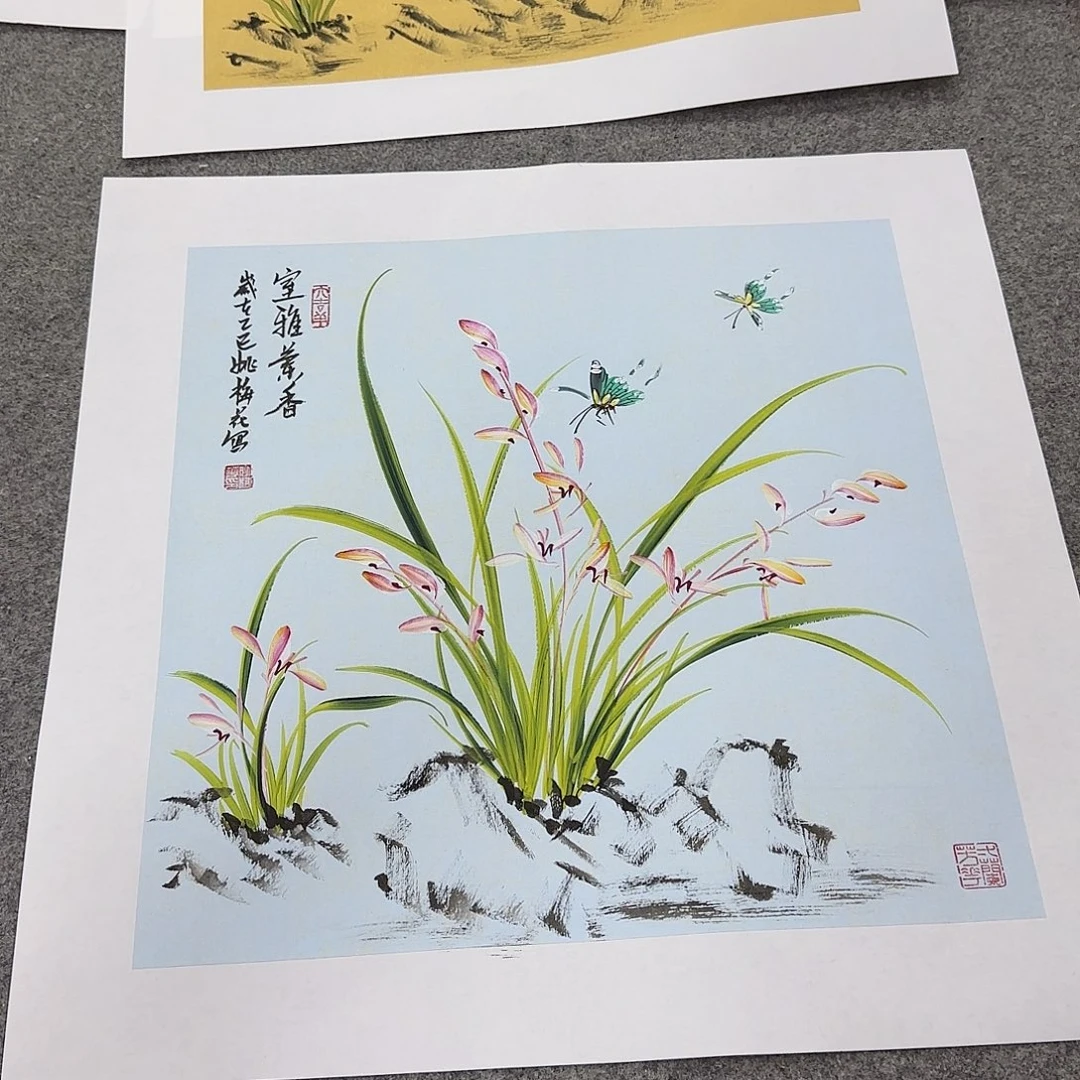 国画国画立体兰花作品