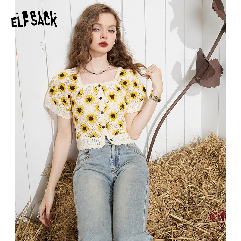 6074【赵老板】妖精的口袋镂空针织衫女秋季夏季新款外搭轻薄修身