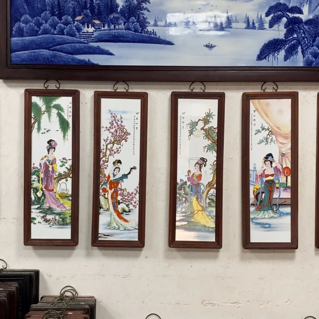 瓷片80*28*4景德镇瓷板画柴窑烧制