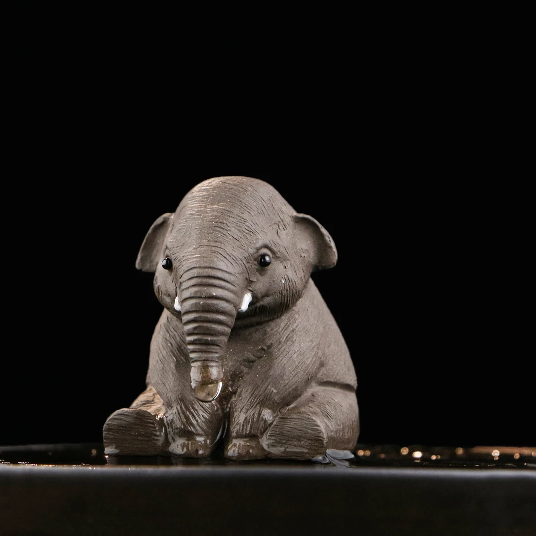境秋吸水大象紫砂茶宠高端茶宠茶桌摆件茶周边