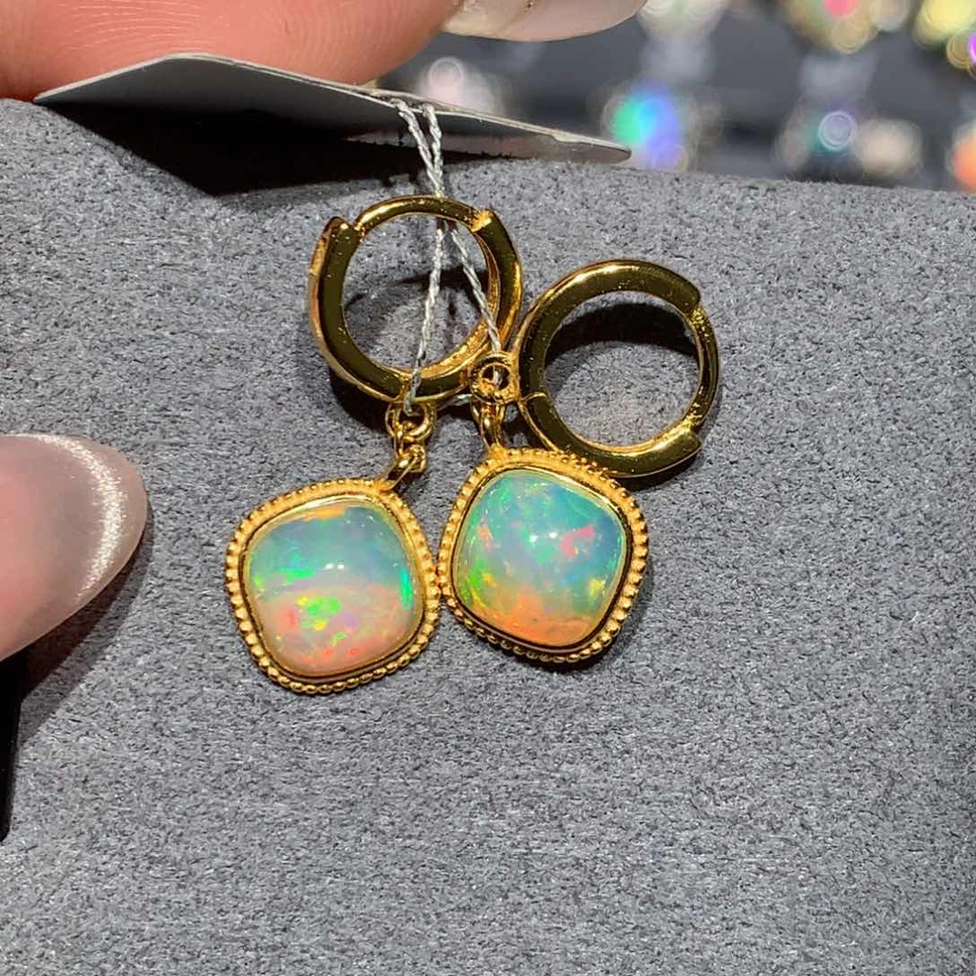 欧泊福利耳扣银S925镶嵌