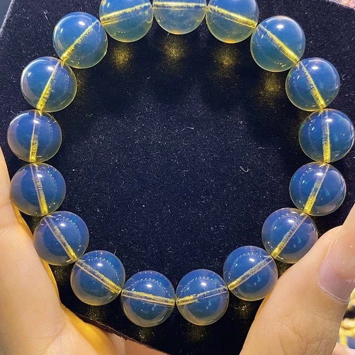 蓝珀未镶嵌珠宝奇石墨西哥蓝珀手串12