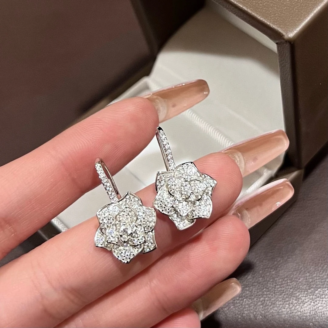 925银耳饰 S925银高端定制玫瑰花耳钩耳环耳饰时尚气质轻奢百搭