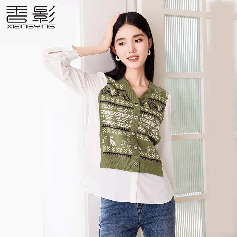 【丽公主】3226毛针织衫 香影假两件针织拼接衬衫长袖