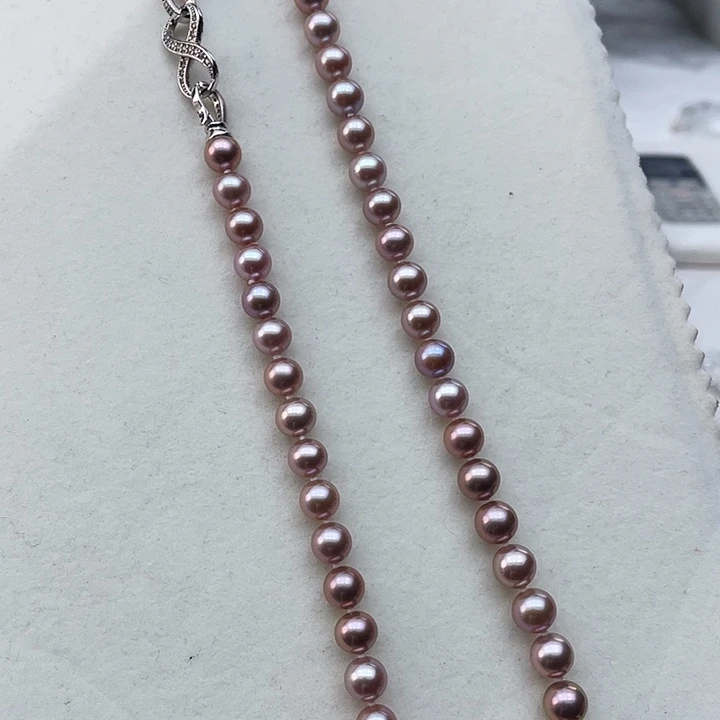 淡水珍珠颈饰银S925镶嵌卡8➕高品极光帝王紫