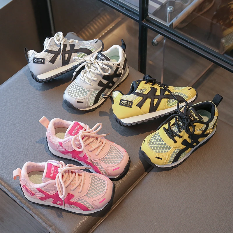 儿童运动鞋2025春夏新款网面男童休闲鞋软底女童透气老爹鞋阿甘鞋