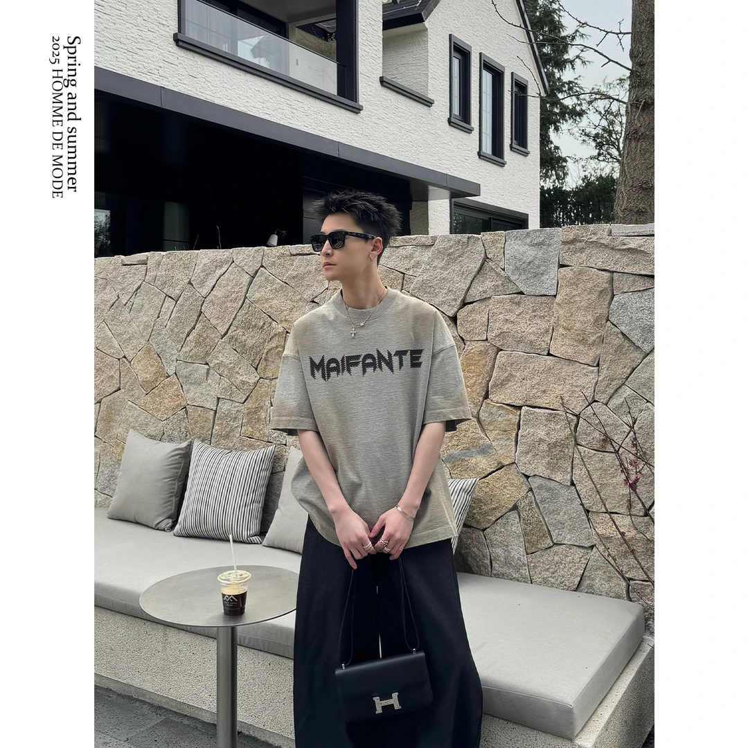 鸡哥哥25S/S T王系列 360克 金属撞钉 多位置喷马骝 廓形短袖T恤