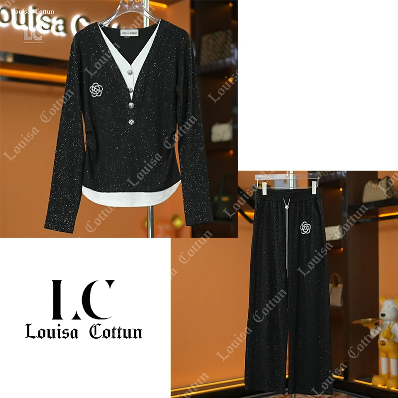 Louisa Cottun欧货重工轻奢高级感宽松休闲百搭假两件上衣YYA9095