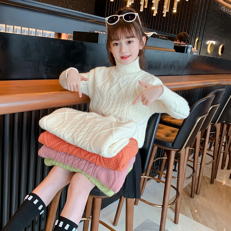女童高领毛衣2025新款秋冬装儿童针织衫秋冬季女孩加绒加厚打底衫