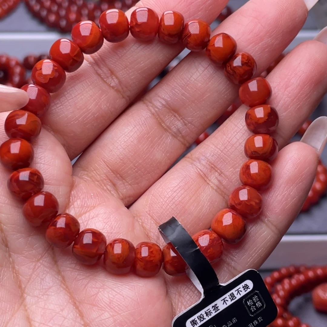 M***e南红玛瑙未镶嵌其他W8.5mm原矿火焰纹老型单圈