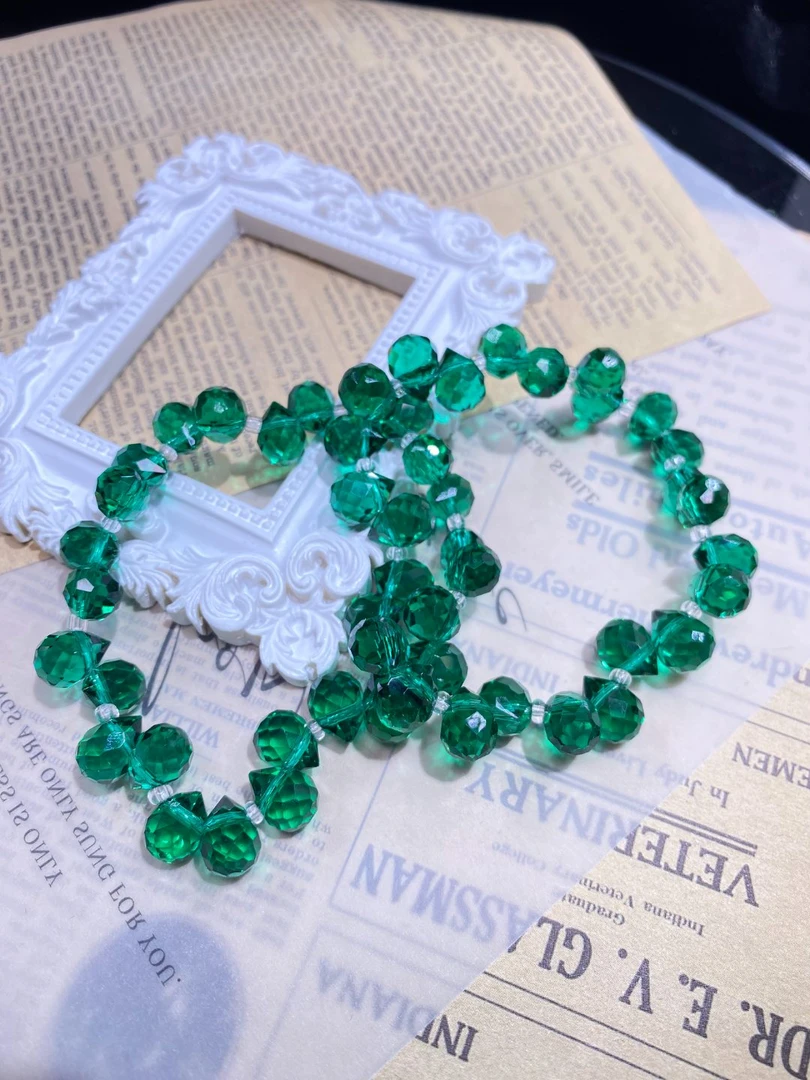 绿色水滴切面手串发一条B114