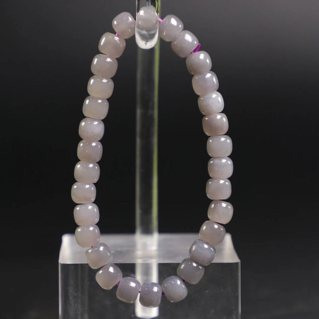 lot8802 和田玉烟紫色手串/云南典藏