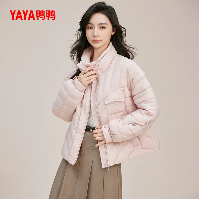 YAYA鸭鸭时尚轻薄女士休闲短款春立领休闲保暖羽绒服YE5B600595L
