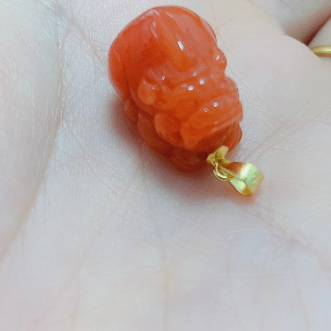 南红玛瑙银S925镶嵌吊坠(不含链)