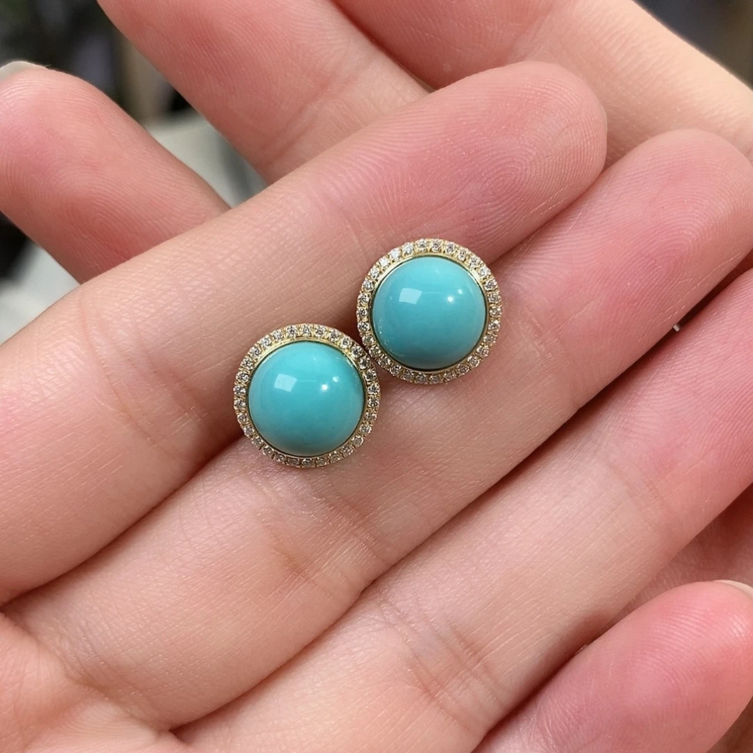 绿松石18K金镶嵌珠宝奇石