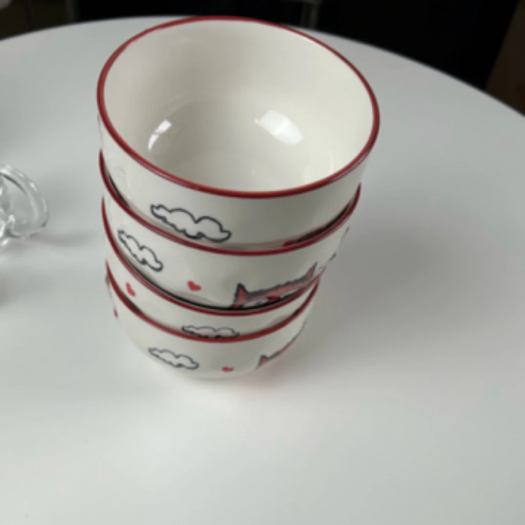 碗釉下彩瓷碗餐具可爱阿门怪兽