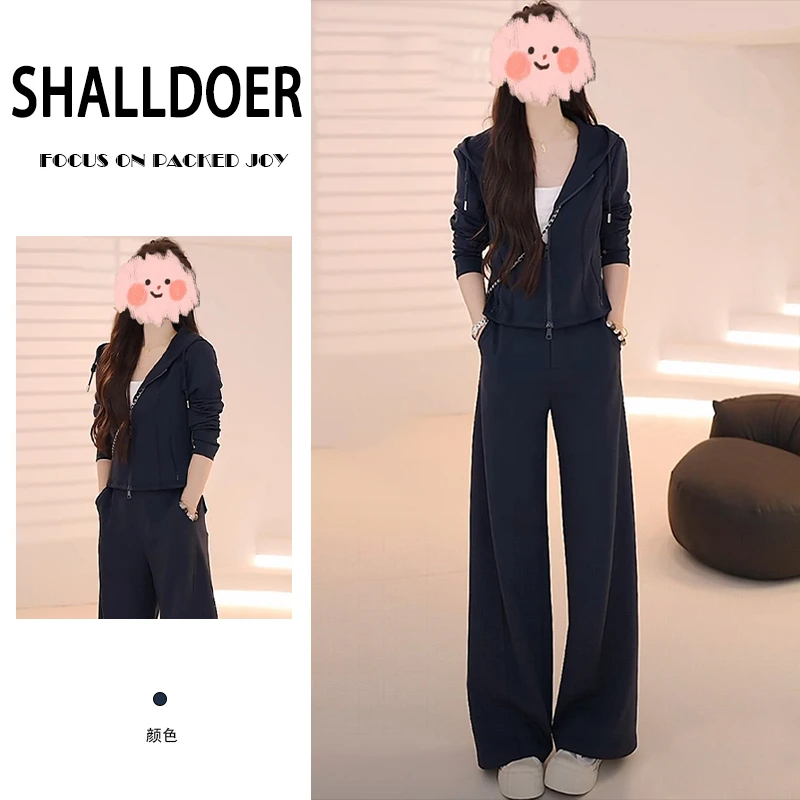 连帽卫衣套装两件套2025新款修身显瘦瑜伽运动连帽外套香蕉裤女装