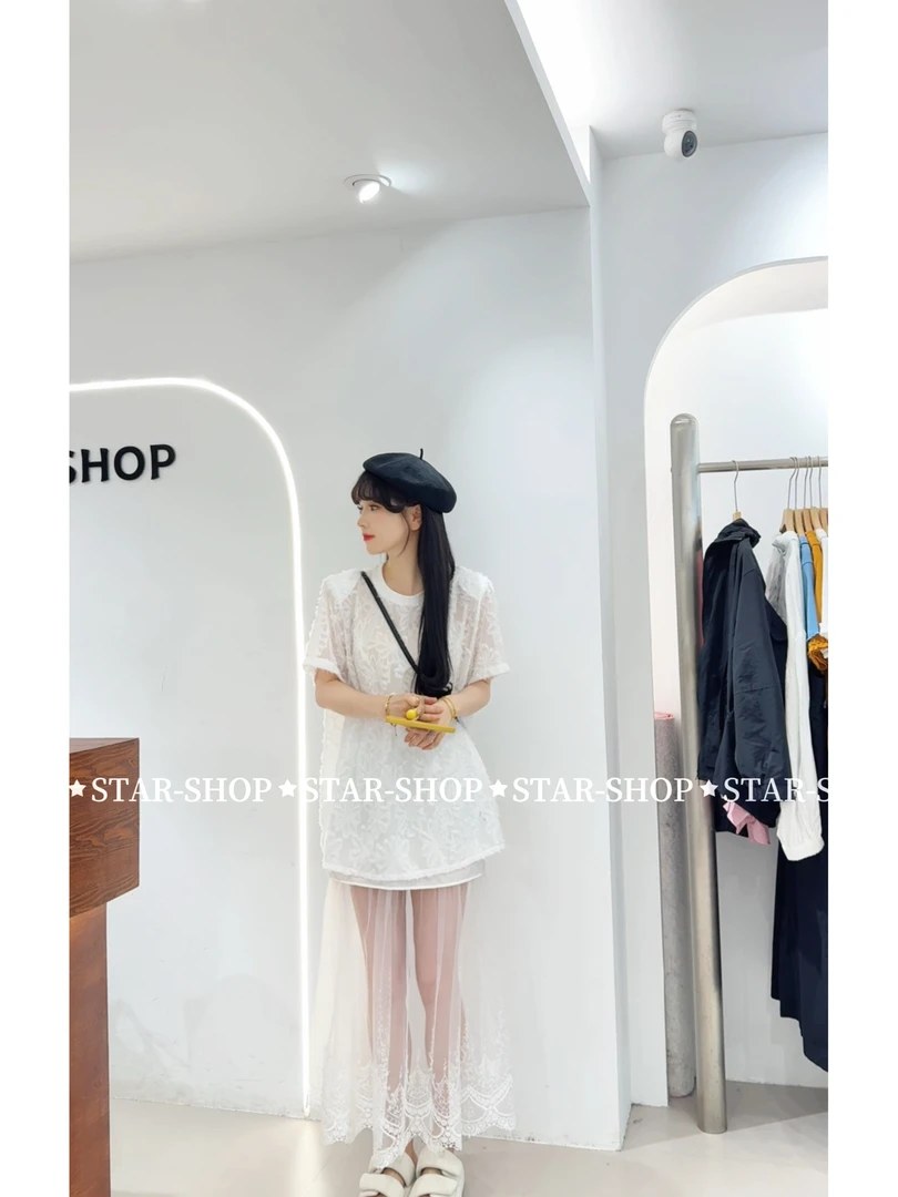 ｛魅力女孩｝夏 立体花朵雪纺T+半裙两件套 个性简约