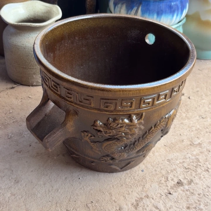 紫砂花盆口径25/21进水口2厘米