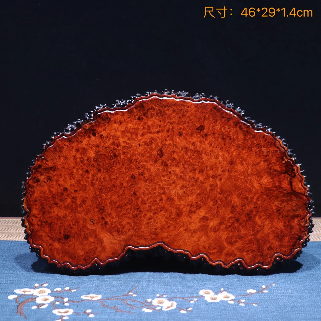 缅甸花梨干泡台茶盘瘿木瘤疤手工雕刻茶具茶道壶承杯垫托盘-082号